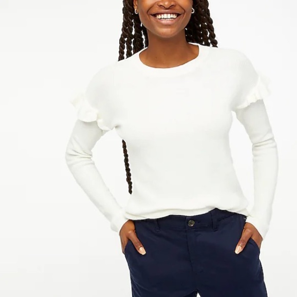 J Crew. Size XS. Cotton Ruffle-Sleeve Sweater